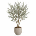 Arbre artificiel olivier 180 cm en bois et plastique vert noir avec pot décoratif pour intérieur