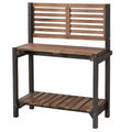 Table de jardinage 120 x 60 x 150 cm en bois marron et noir avec étagère de rangement