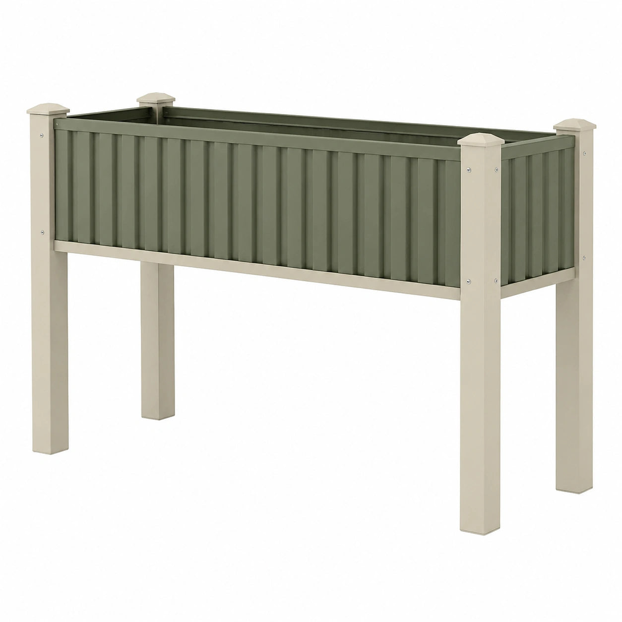 Jardinière surélevée 100 x 50 x 80 cm en plastique vert kaki et beige pour jardin