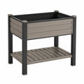 Jardinière surélevée 90 x 50 x 90 cm en composite taupe avec étagère de rangement extérieure
