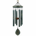 Carillon éolien en métal vert 90 cm décor bambou pour jardin et intérieur