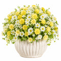 Plante artificielle en pot 45 cm fleurs jaunes et blanches en tissu décorative