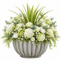 Composition florale artificielle 70 cm polyester blanc vert pot ciment décoration intérieure