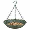 Mangeoire à oiseaux suspendue diamètre 30 cm en métal vert motif feuilles pour jardin
