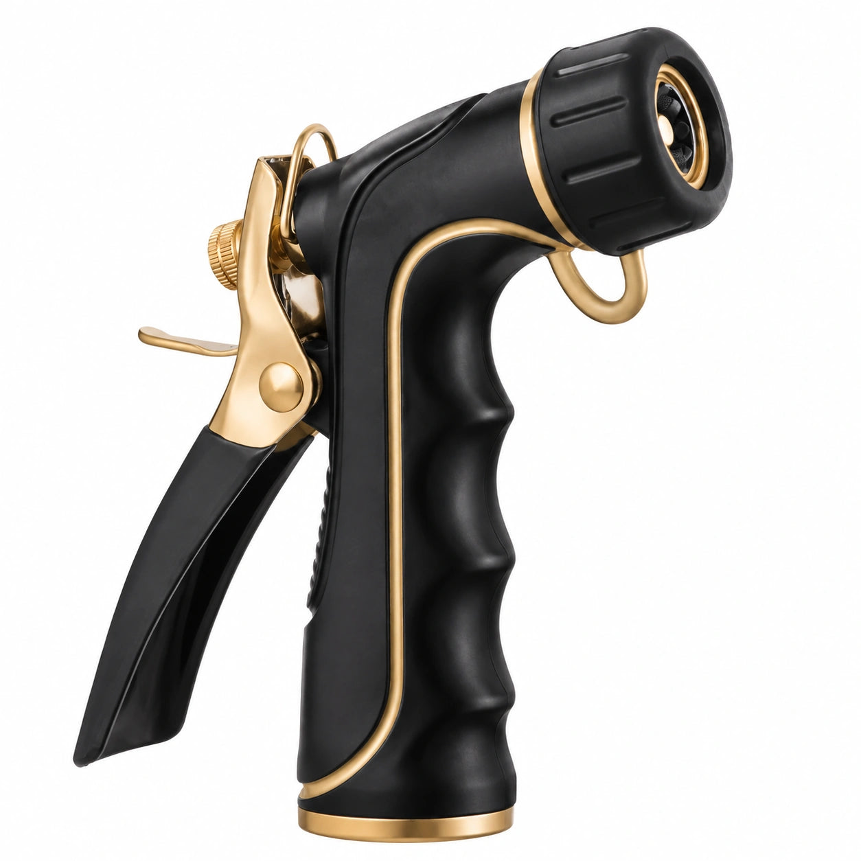 Pistolet d'arrosage 20 cm en plastique noir et doré à gâchette réglable