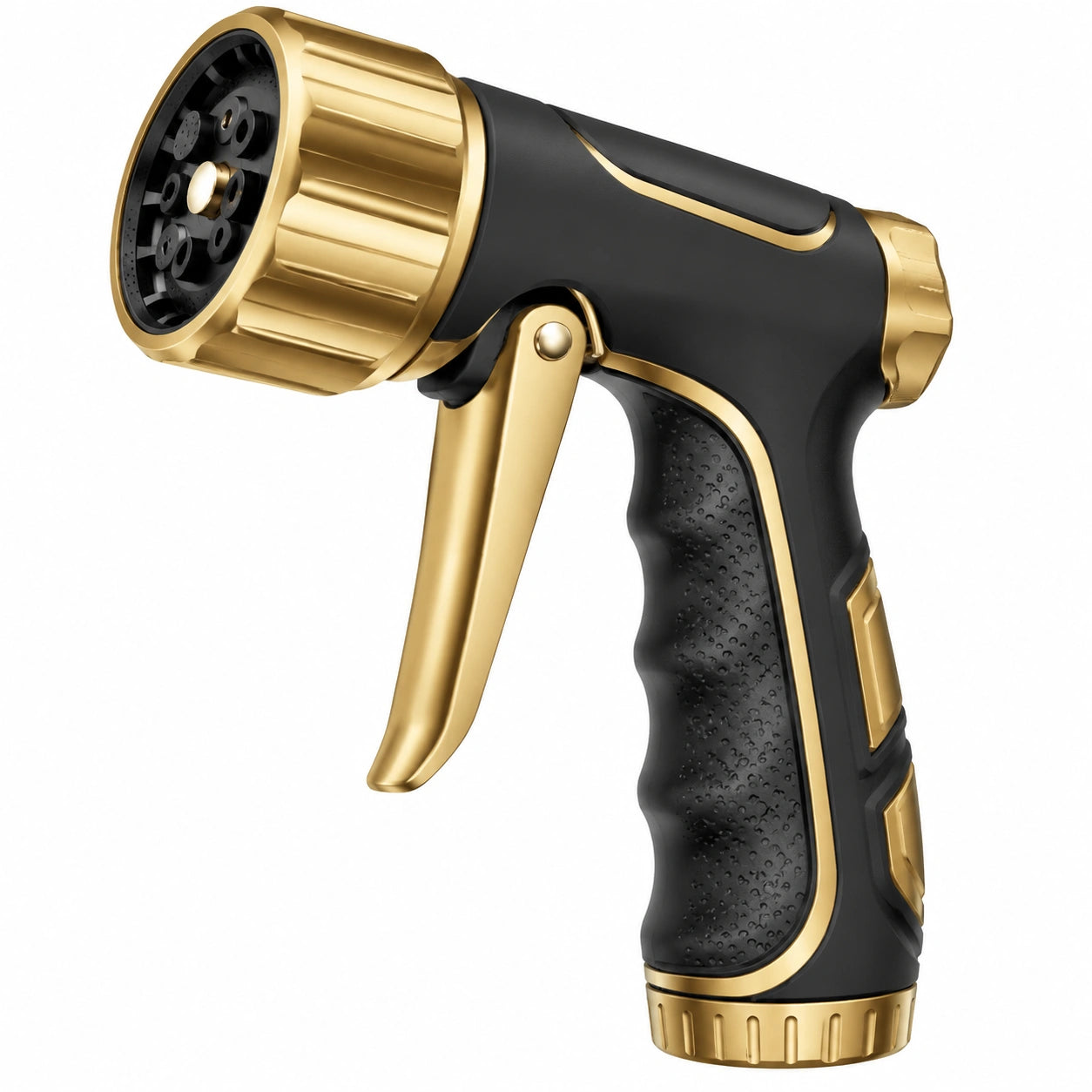 Pistolet d'arrosage 20 cm en plastique noir/doré à jet réglable