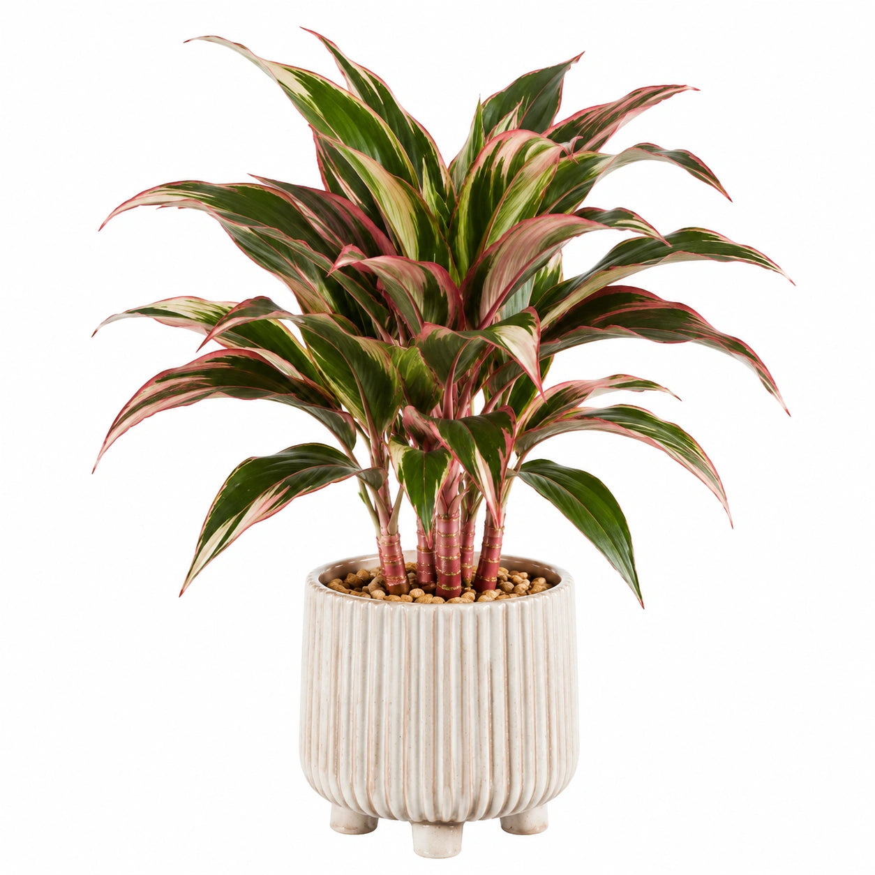 Plante verte artificielle 90 cm feuillage textile vert rose en pot céramique pour intérieur