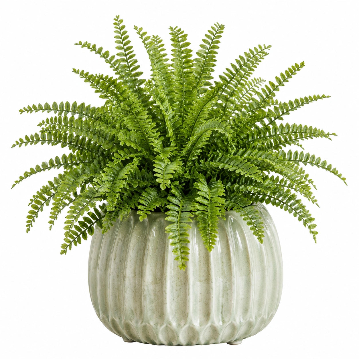 Plante verte artificielle en pot 55 cm plastique vert cache-pot en céramique décorative